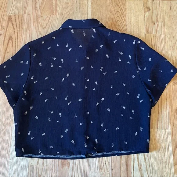Vintage Ark Reworks Navy Patterned Blouse - Picture 3 of 4